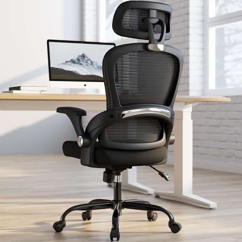 Ergonomic Mesh Office Chair with Lumbar Support Headrest Wide Seat 330Lbs Black gallery