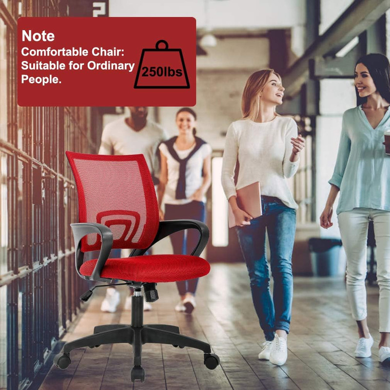 Ergonomic Office Chair Mid Back Swivel Desk Chair Lumbar Support Red gallery