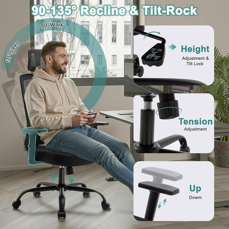 Ergonomic High Back Mesh Office Chair with Headrest & Lumbar Support gallery