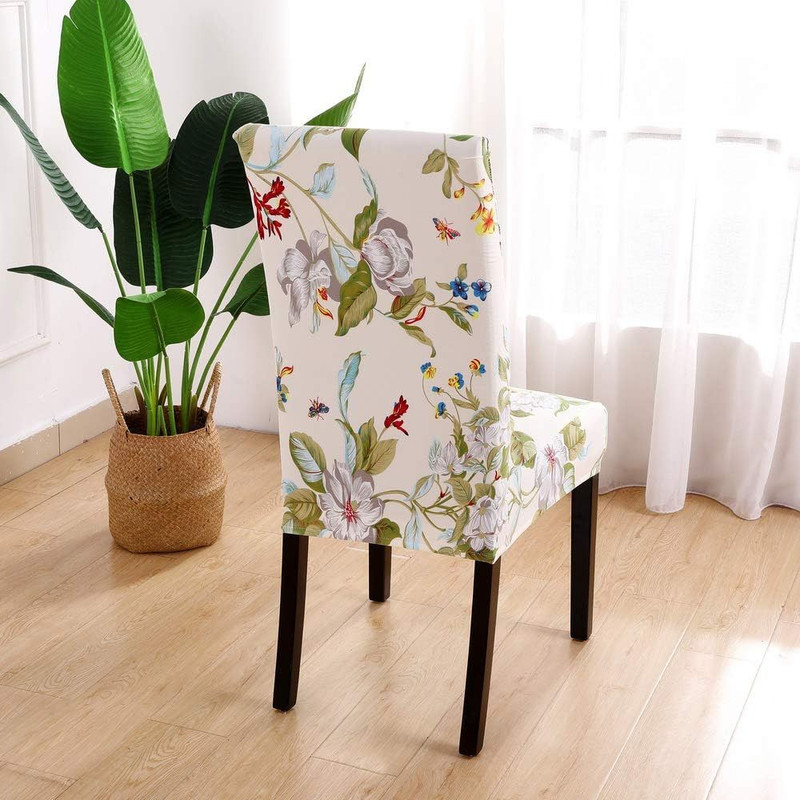 SearchI Dining Room Chair Covers Slipcovers Set of 6 per set, Beige+flowers gallery