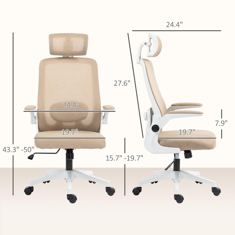 Office Chair, High Back Desk Chair with Flip-up Armrest, Rotatable Headrest, ... gallery