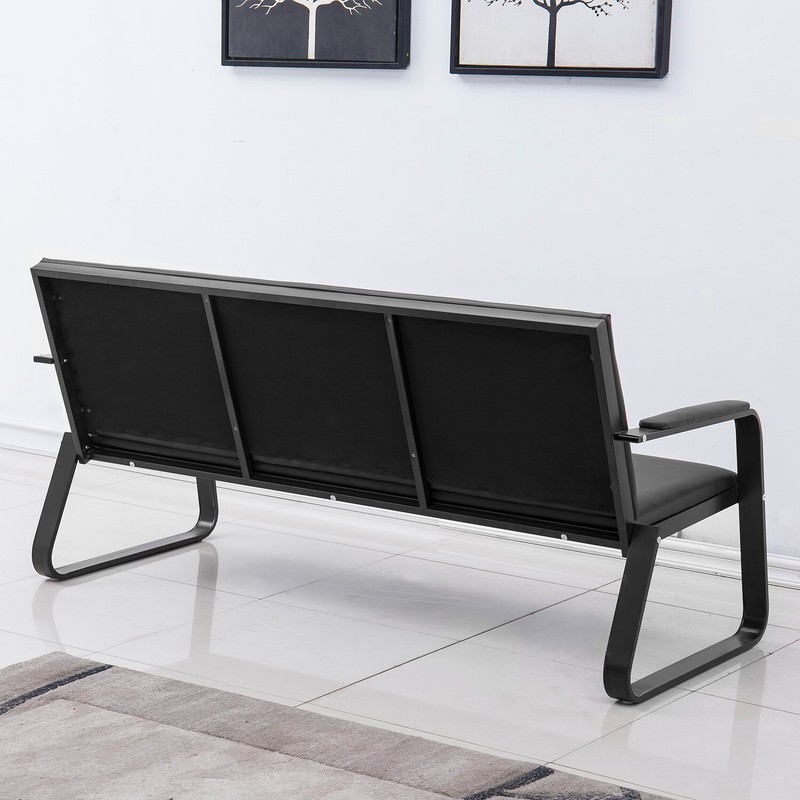 Waiting Room Conference Chairs Office Reception Bench w/ PVC Leather Steel Fram gallery