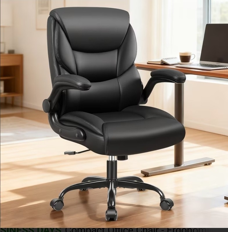 Ergonomic PU Leather Executive Office Chair with Adjustable Height & Armrests