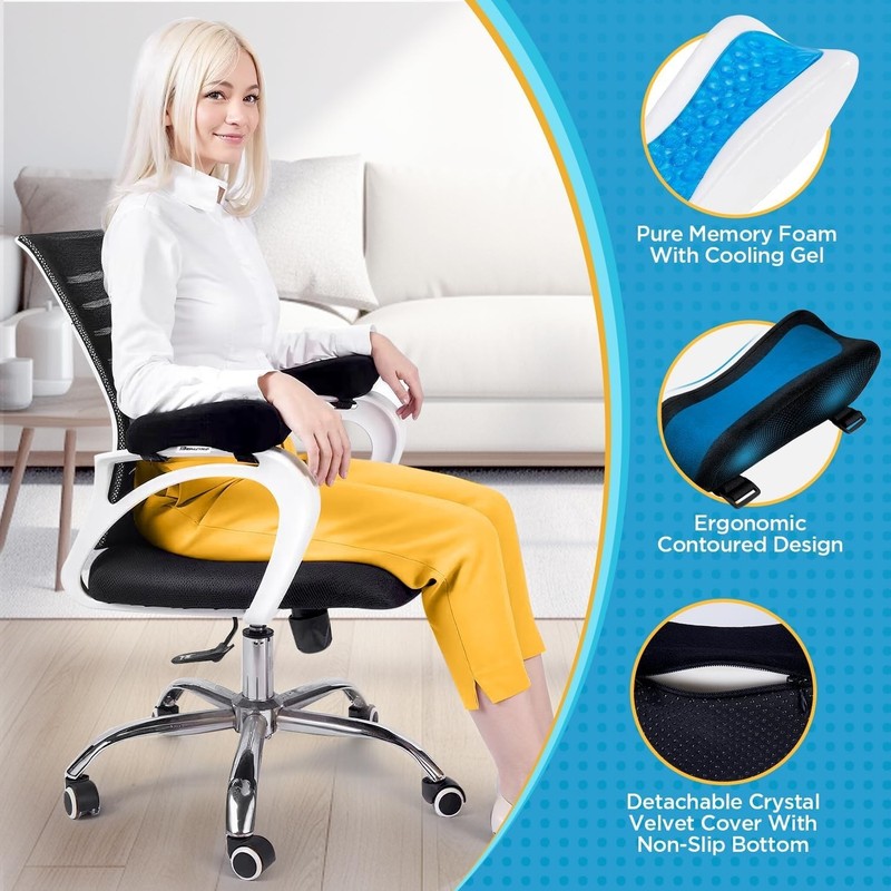 Memory Foam Armrest Covers - Gaming & Office Chair Support Cushions gallery