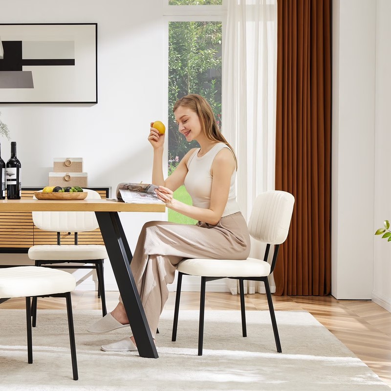 GIANNA Dining Chairs Set of 2, Sturdy Accent Chairs Modern Faux Leather Desk Cha gallery