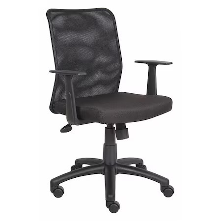 Fabric Task Chair, 21 1/2-, Fixed, Black, 452R27