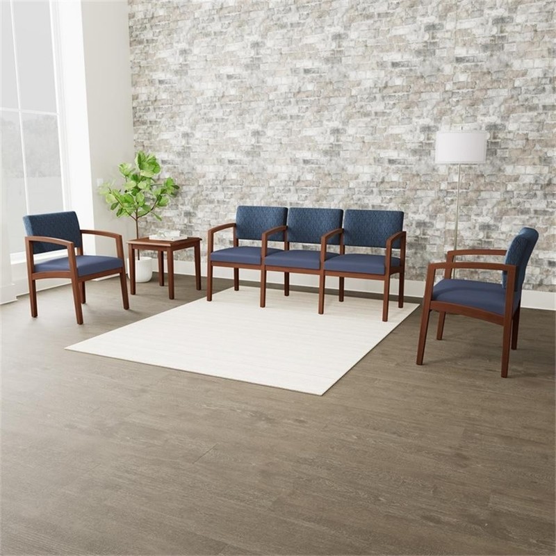 Maklaine Reception Waiting Room Guest Chair in Walnut Wood / Light Gray gallery