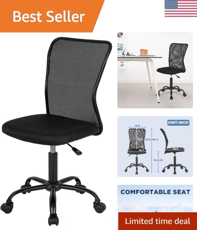 Home Office Chair Mid Back Mesh Desk Chair Armless Computer Ergonomic Task Ro...