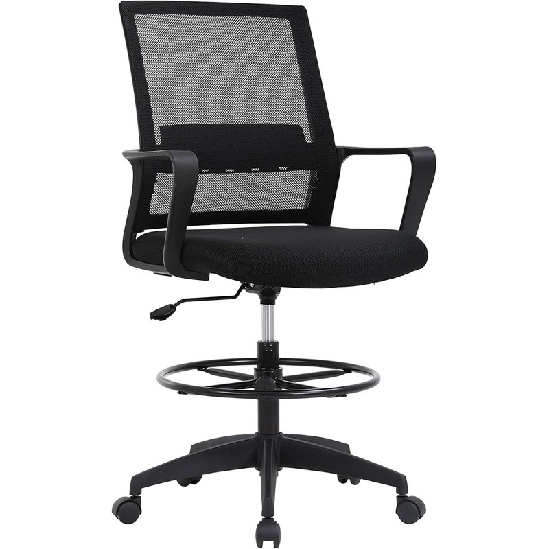 Ergonomic Drafting Chair W/ Foot Ring Adjustable Height Comfortable Support New