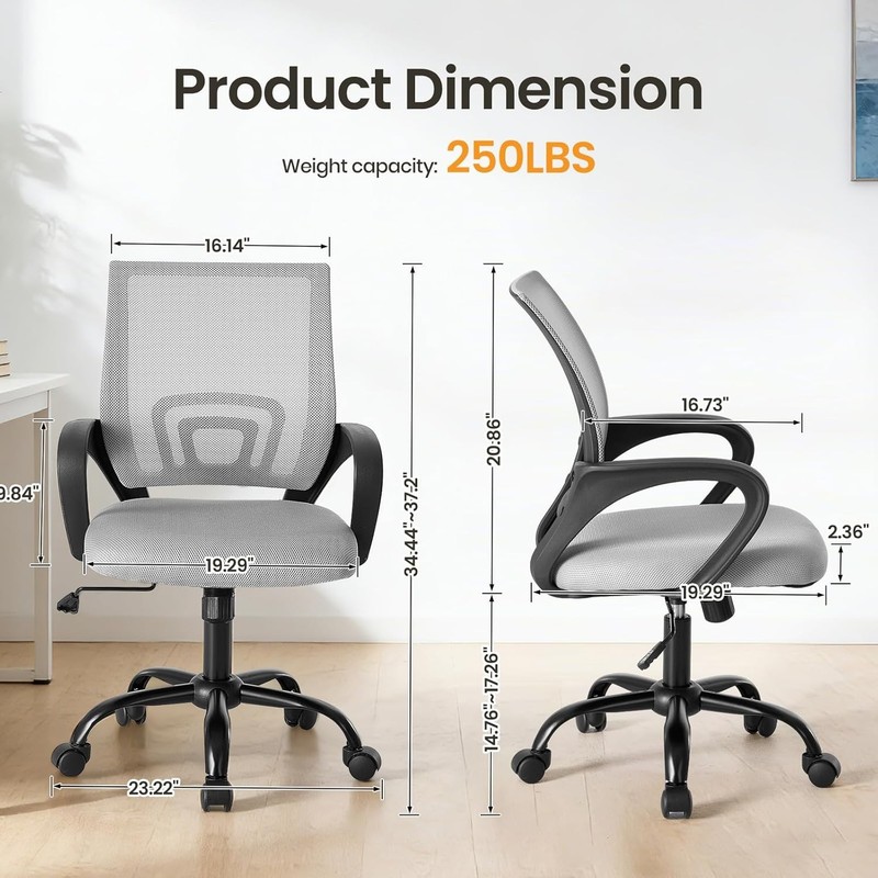 Comfortable Ergonomic Chair with Mesh Back, 360° Swivel & Rocking for Office Use gallery