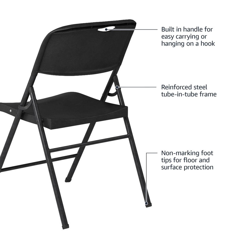 Basics Sturdy Foldable Portable Plastic Chair, 350-Pound 6-Pack, Black gallery