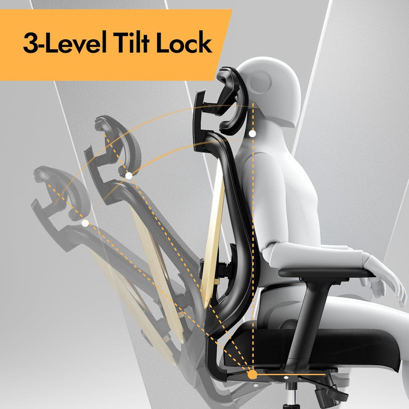 Ergonomic Mesh Office Chair - 3D Adjustable Lumbar Support & 3D Armrests, V-Shap gallery