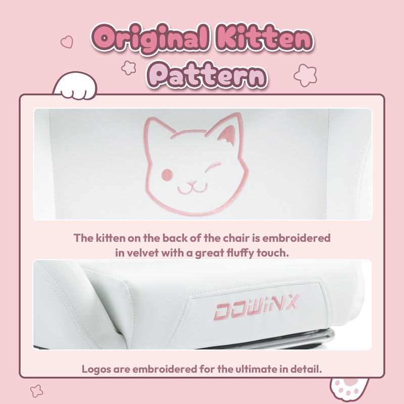 Gaming Chair Cute with Cat Ears and Massage Lumbar Support, Ergonomic Compute... gallery