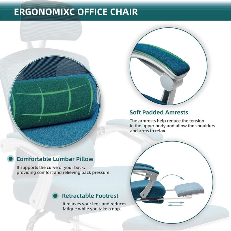 Ergonomic Office Chair with Adjustable Headrest and Lumbar Support & Comfy Arms gallery