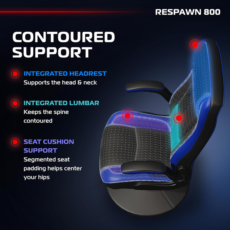 RESPAWN 800 Swivel Rocker Gaming Chair - Ergonomic Floor Gaming Seat with Lumbar gallery