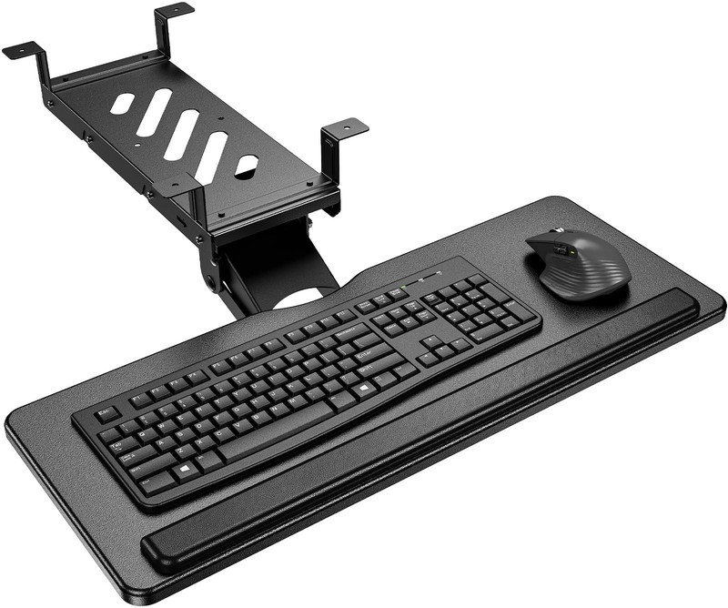 Adjustable Under Desk Keyboard Tray Ergonomic Mouse Holder Smooth Sliding 25x10