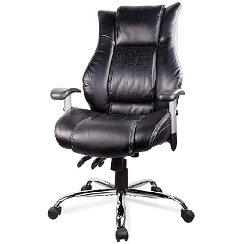 Smugdesk Executive Office Ergonomic Heavy Duty Computer Bonded Leather BLACK