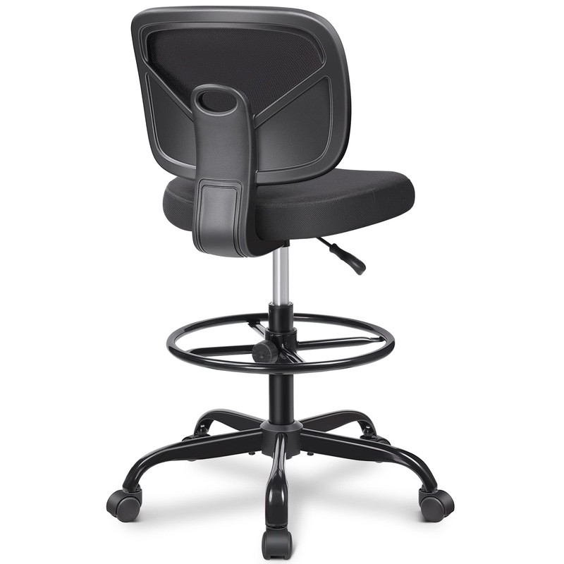 Tall Drafting Desk Chair – Armless, Adjustable Height, Mesh Back, Rolling, St…
