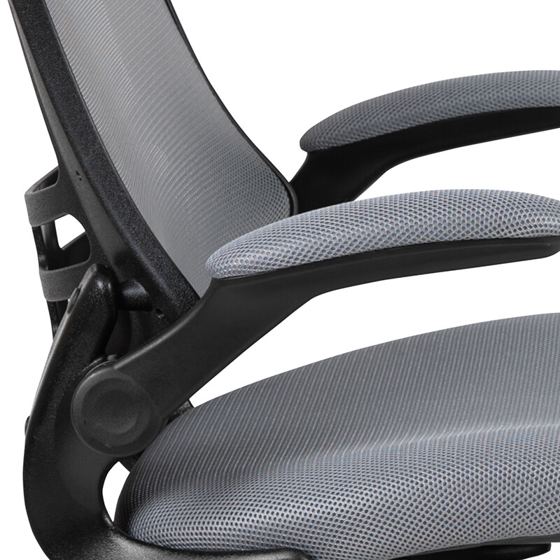 Mid-Back Dark Gray Mesh Swivel Ergonomic Task Office Chair with Flip-Up Arms gallery