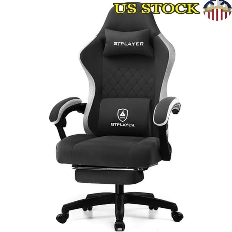 Computer Office Gaming Chair W/ Pocket Spring Cushion Linkage Armrests Footrest