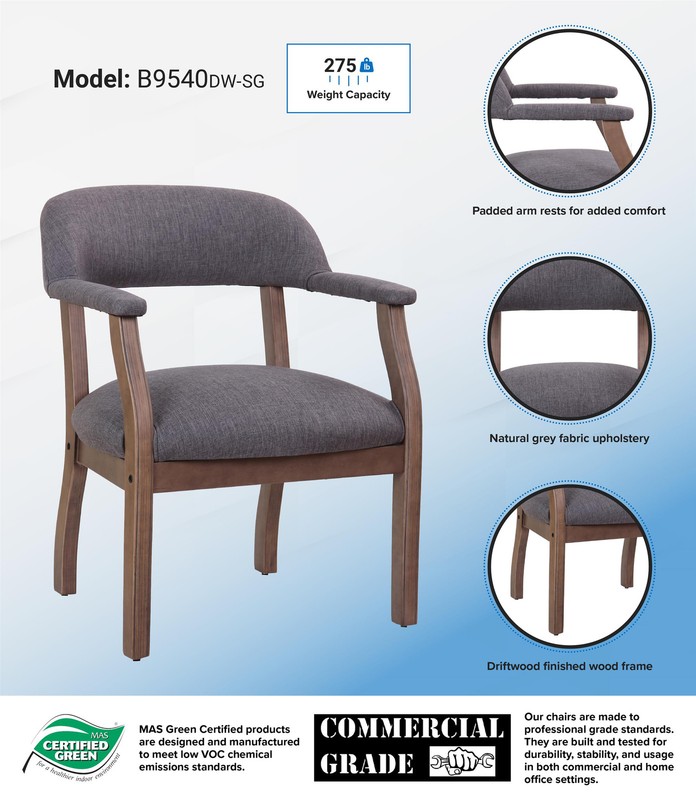 Boss Refined Rustic Accent Chair in Slate Gray Commercial Grade Linen gallery