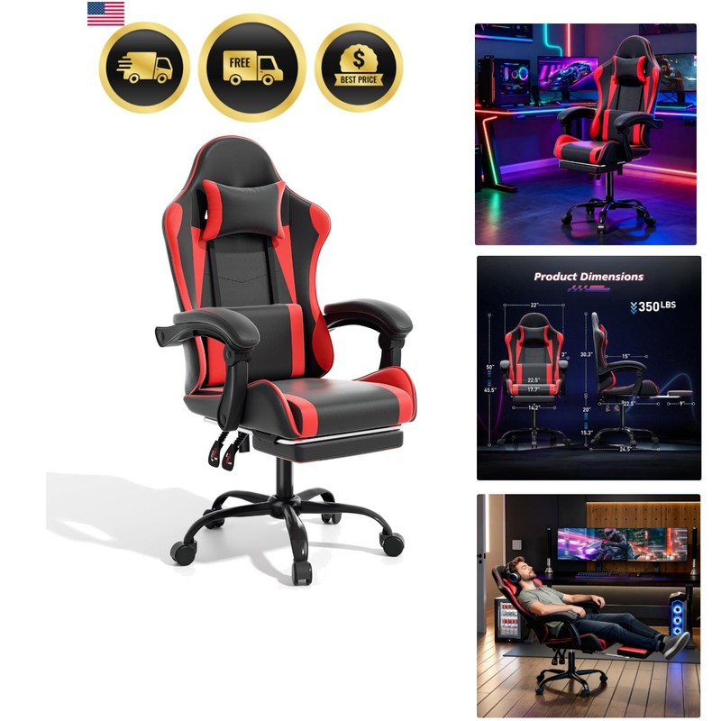 Gaming Chair for Adults Ergonomic Computer Desk Chair with Footrest Headrest …