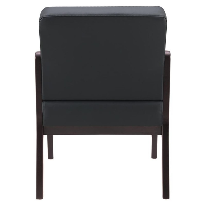 Scranton & Co Black Faux Leather Visitor Chair with Espresso Wood Finish gallery