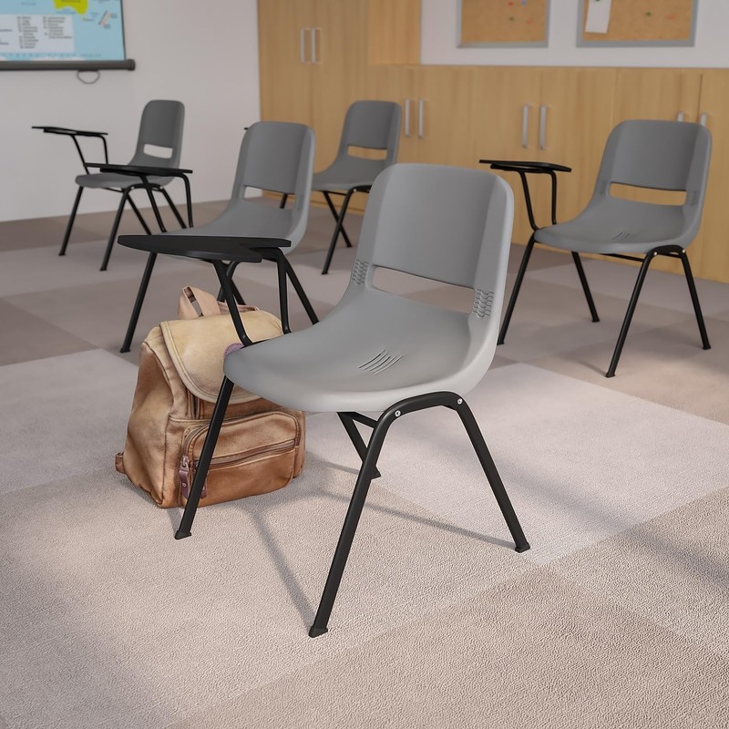 Flash Furniture Plastic Classroom Chair in Gray with Right Arm Tablet gallery