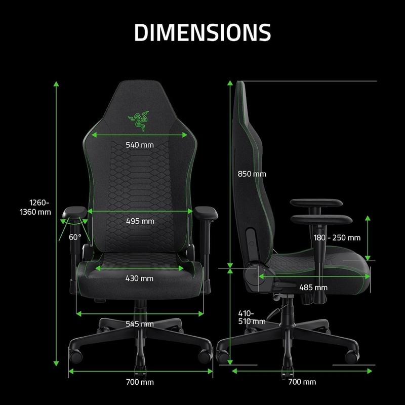 Ergonomic Gaming Chair Built-in Lumbar Support High Density Foam Cushions Adjust gallery