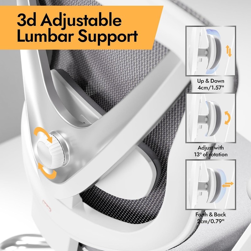 Ergonomic Mesh Office Chair - 3D Adjustable Lumbar Support & 3D Armrests, V-S... gallery