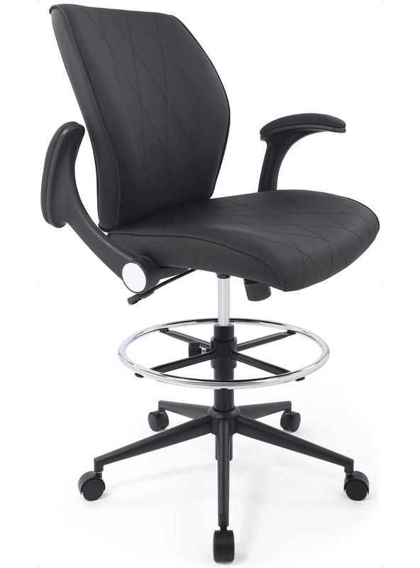 CHAIRMAN® Ergonomic Faux Leather Adjustable Drafting Office Chair with Foot Ring