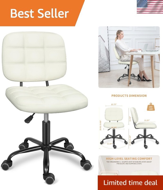 Modern Armless Office Chair with 360° Swivel Wheels - Perfect for Small Spaces