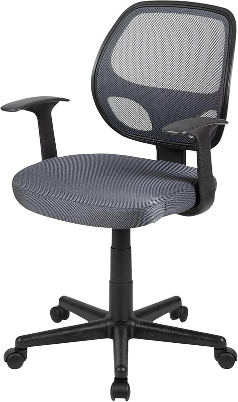 Flash Fundamentals Mid-Back Gray Mesh Swivel Ergonomic Task Office Chair with Ar gallery