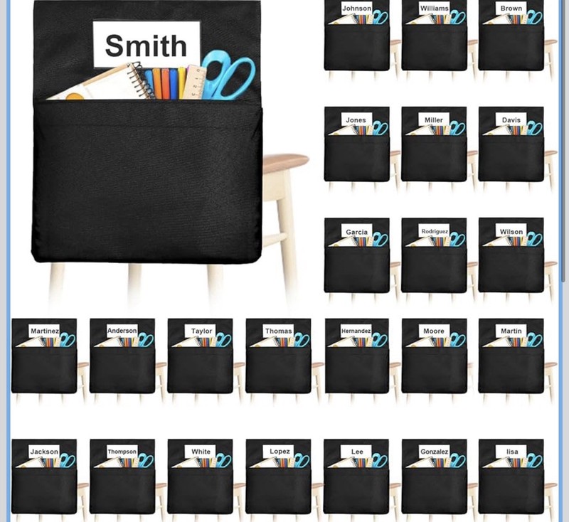 11 PCS Chair Pockets for Classroom, 19 x 16 Inch Large Chair Pockets, seat Sacks