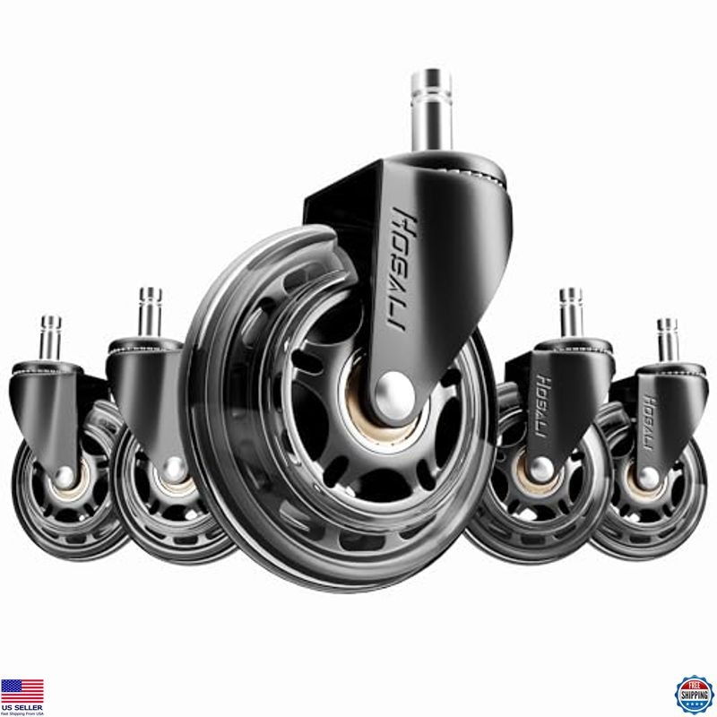 Heavy-Duty 3″ Chair Casters, Set of 5, Smooth Rolling for All Floors