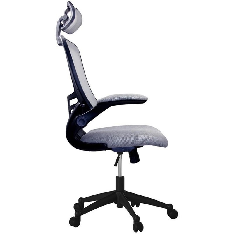 Pemberly Row Executive High Back Office Chair w/ Headrest in Silver Gray Fabric gallery