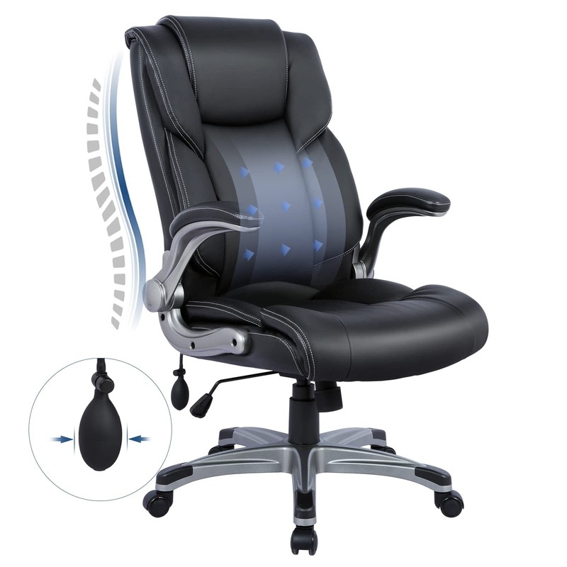 COLAMY High Back Executive Office Chair Padded Leather Ergonomic Computer De…