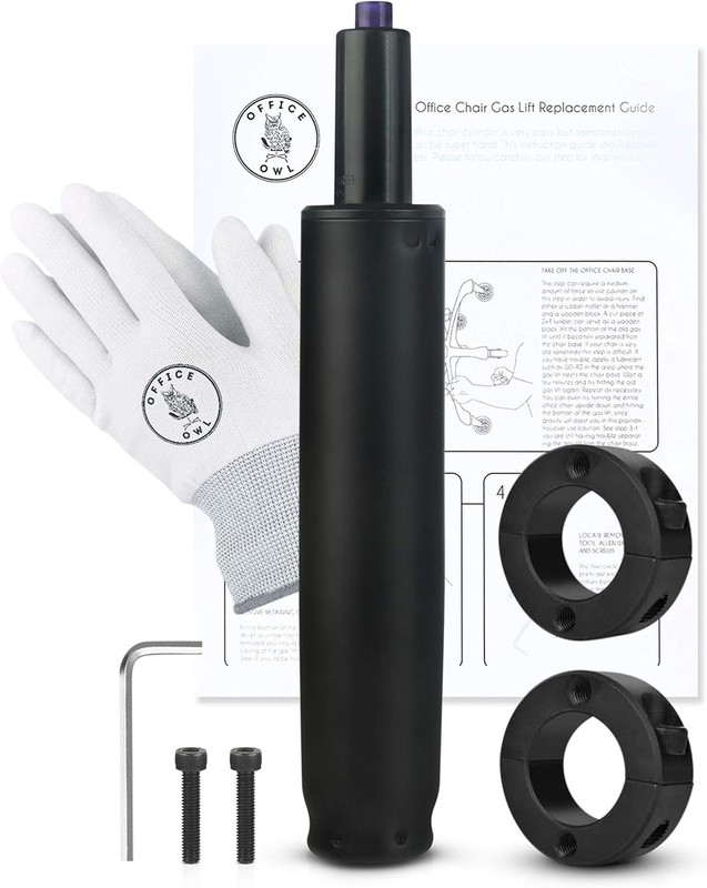 Office Chair Cylinder Replacement Super Bundle by Owl (includes Black