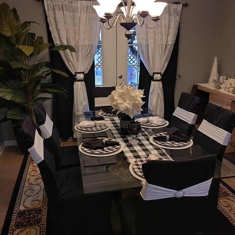 Albassa Chair Sashes Spandex Stretch Bows with Buckle 25PCS, White gallery