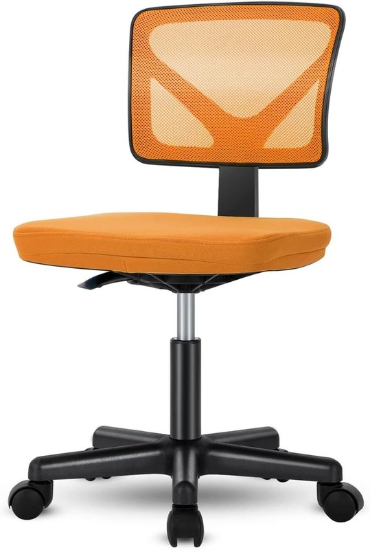 Cute Armless Mesh Office Chair – Low-Back Swivel & Rolling Home Desk Task Chair