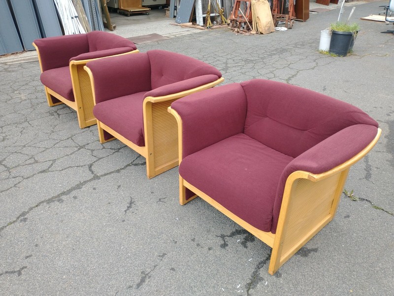 *RECEPTION AREA CHAIRS OAK & FABRIC SET OF 3 We Deliever Locally Nor CA