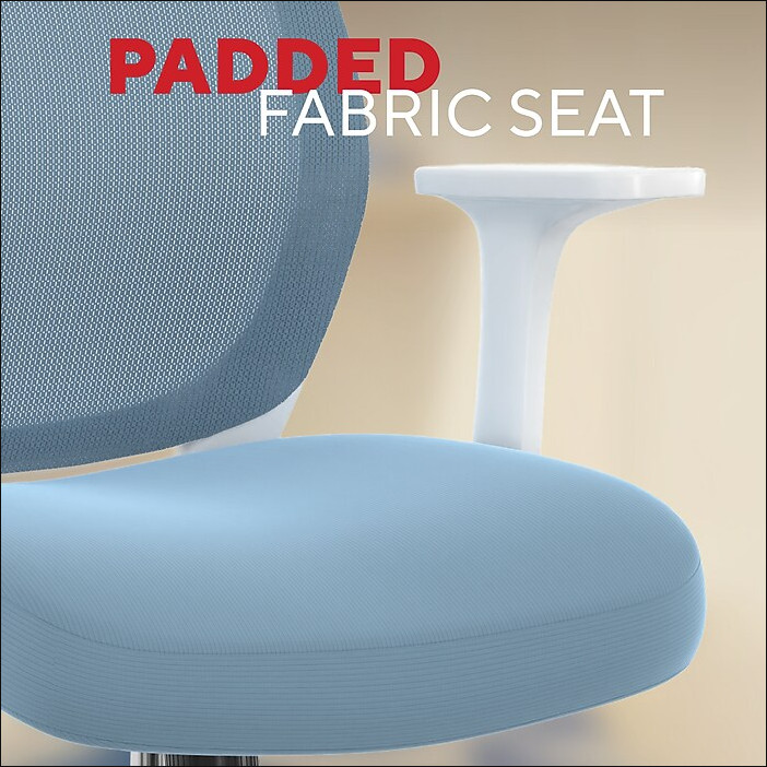 Staples Essentials Ergonomic Fabric Swivel Task Chair Light Blue Adjustable gallery