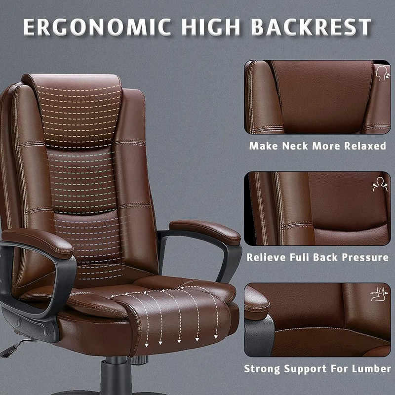 Big & Tall Ergonomic Desk Chair — High Back, Adjustable PU Leather gallery