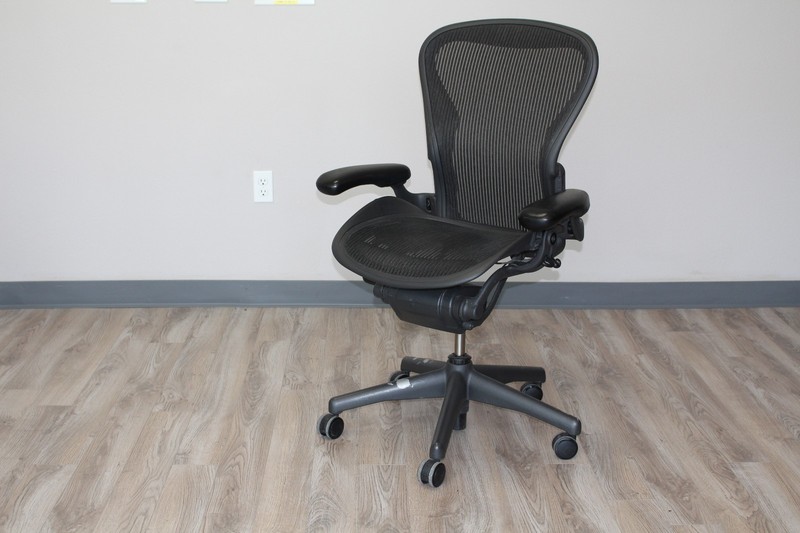 Herman Miller Aeron Chair in Size "B" in Carbon Pellicle Classic on Graphite