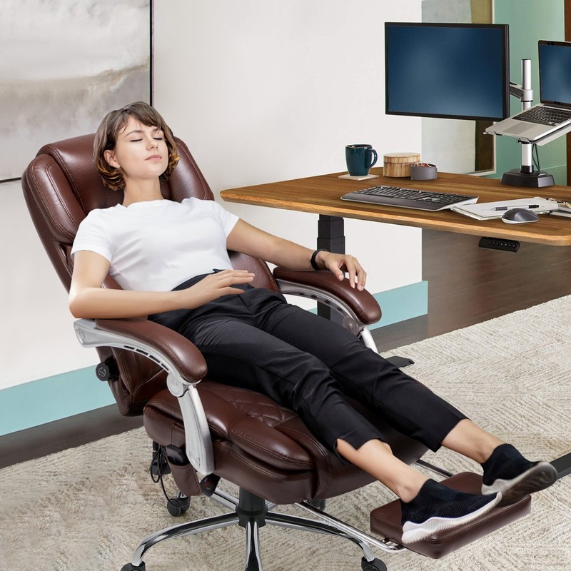 Ergonomic Executive Office Chair Massage Heated Big Tall Desk Chair Footrest gallery