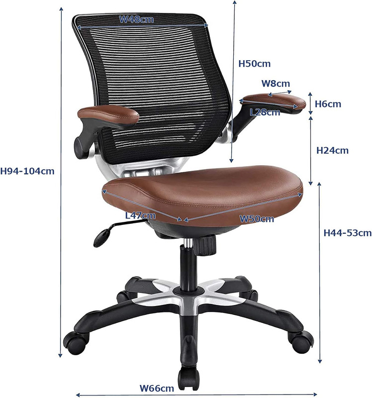Edge Mesh Back and White Vinyl Seat Office Chair with Flip-Up Arms - Computer De gallery