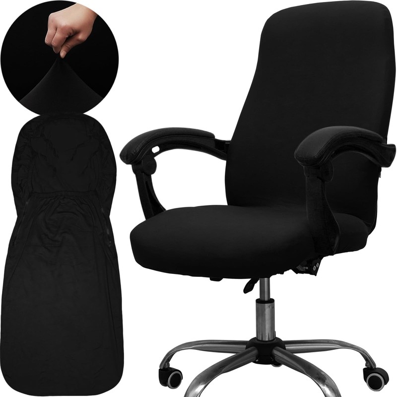 Melaluxe Office Chair Cover – Universal Stretch Desk Large Cover, Black