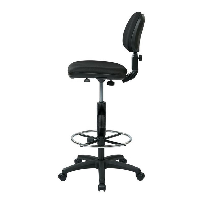 Sculptured Black Seat and Back Drafting Chair with Adjustable Foot Ring gallery