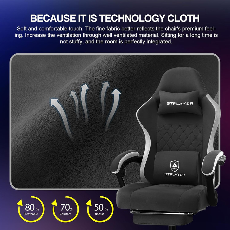 GTPLAYER Gaming Chair, Computer Office Chair with Pocket Spring Cushion, Linkage gallery