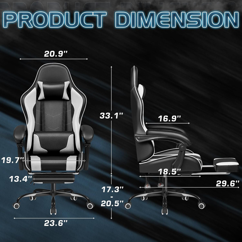 Gaming Chair, Video Game Chair with Footrest and Massage Lumbar Support, Ergonom gallery